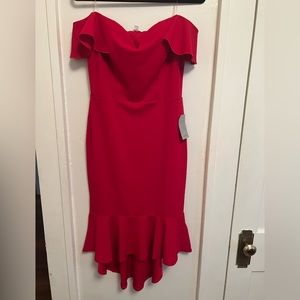 Beautiful red off the shoulder cocktail dress
